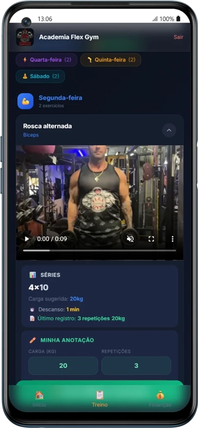 App Portal do Aluno Flex Gym